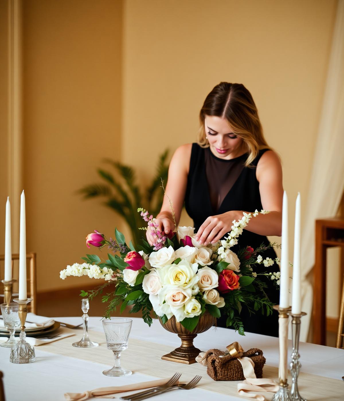 Donna styling a centerpiece
